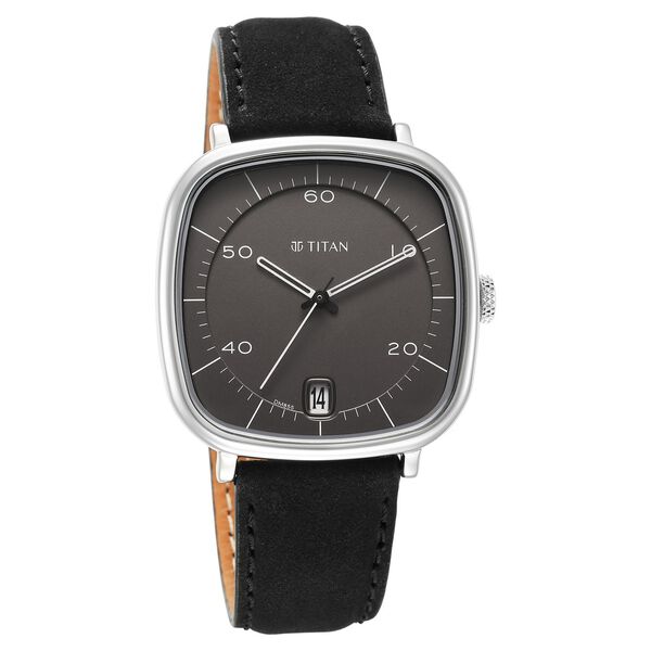 Titan Neo Curve Quartz Analog with Date Anthracite Dial Black Leather Strap Watch for Men - image number 1