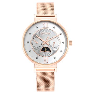 Titan Slimline Silver Dial Quartz Multifunction Stainless Steel Strap Watch for Women