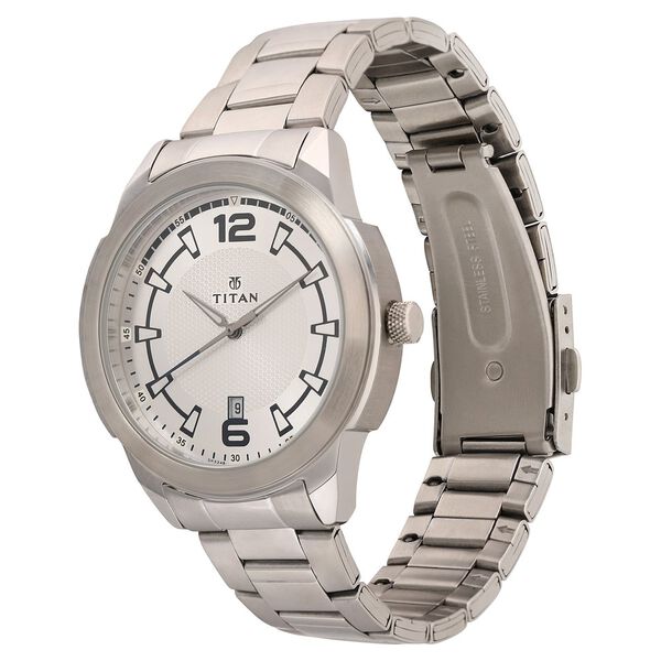 Titan Quartz Analog with Date White Dial Stainless Steel Strap Watch for Men - image number 2