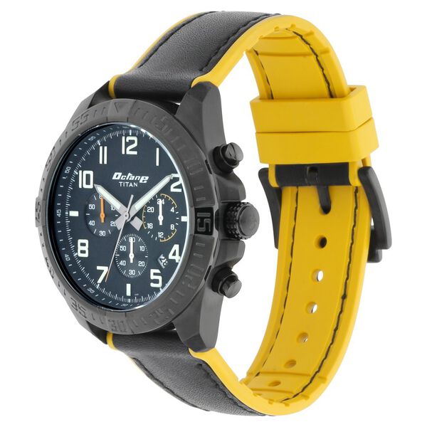 Titan Octane Hyper Lume Black Dial Chronograph Leather Strap watch for Men - image number 2