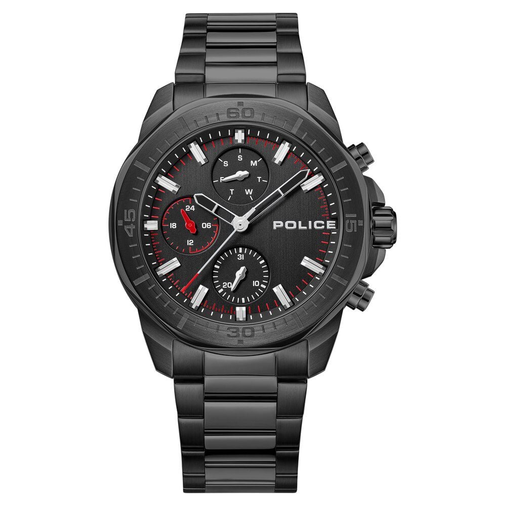 Police Quartz Multifunction Black Dial Black Stainless Steel Strap Watch For Men-picture-25