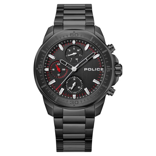 Police Quartz Multifunction Black Dial Black Stainless Steel Strap Watch For Men - image number 0