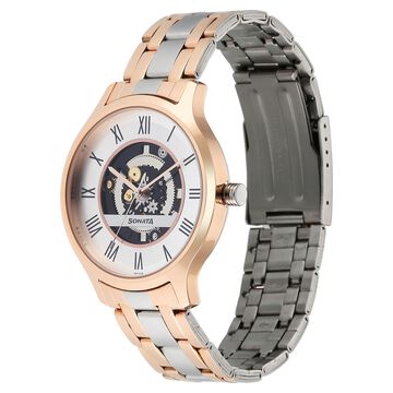 Sonata Unveil Quartz Analog Silver Dial Stainless Steel Strap Watch for Men