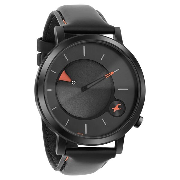 Fastrack MetaWe Quartz Analog Black Dial Leather Strap Watch For Guys - image number 1