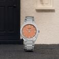 Poze Poze Quartz Analog Orange Dial Silver Metal Strap Watch For Men - image number 0