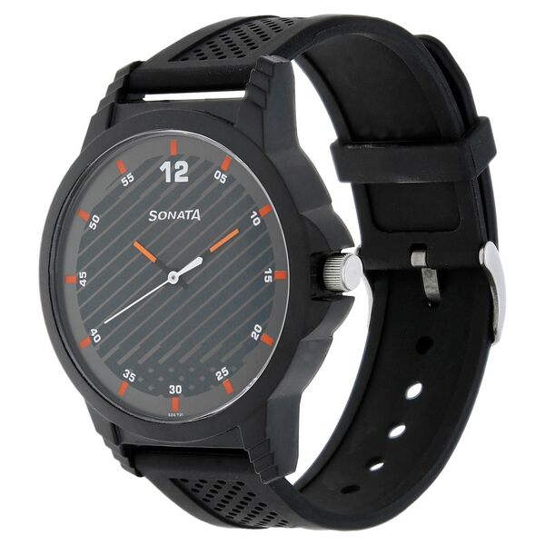 Sonata Quartz Analog Black Dial Plastic Strap Watch for Men - image number 1