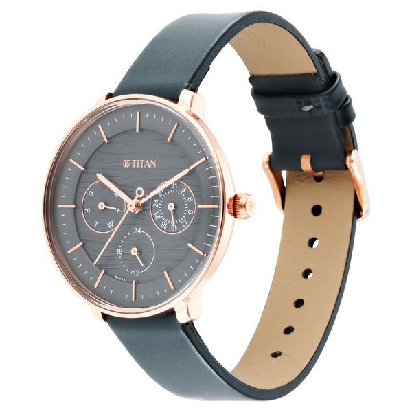 Titan Women's Svelte Black: Multi-Function Watch with Leather Strap - image number 2