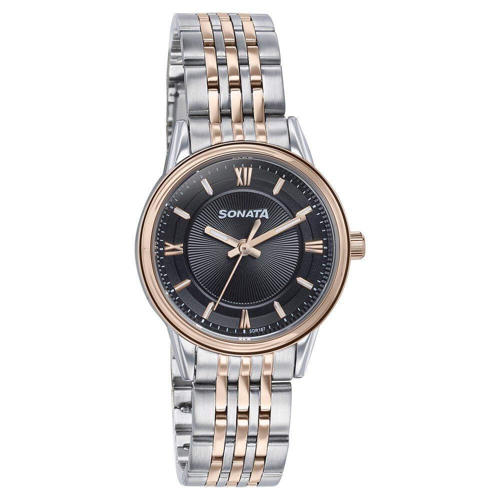 Buy Online Sonata Wedding Quartz Analog Black Dial Stainless Steel Strap Watch For Women 87076km02 Titan