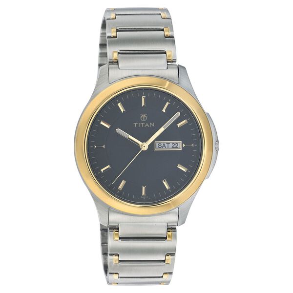 Titan Quartz Analog with Day and Date Black Dial Metal Strap Watch for Men - image number 0