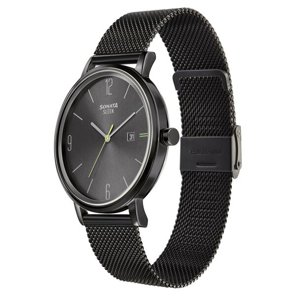 Sonata Quartz Analog with Date Grey Dial Stainless Steel Strap Watch for Men - image number 1