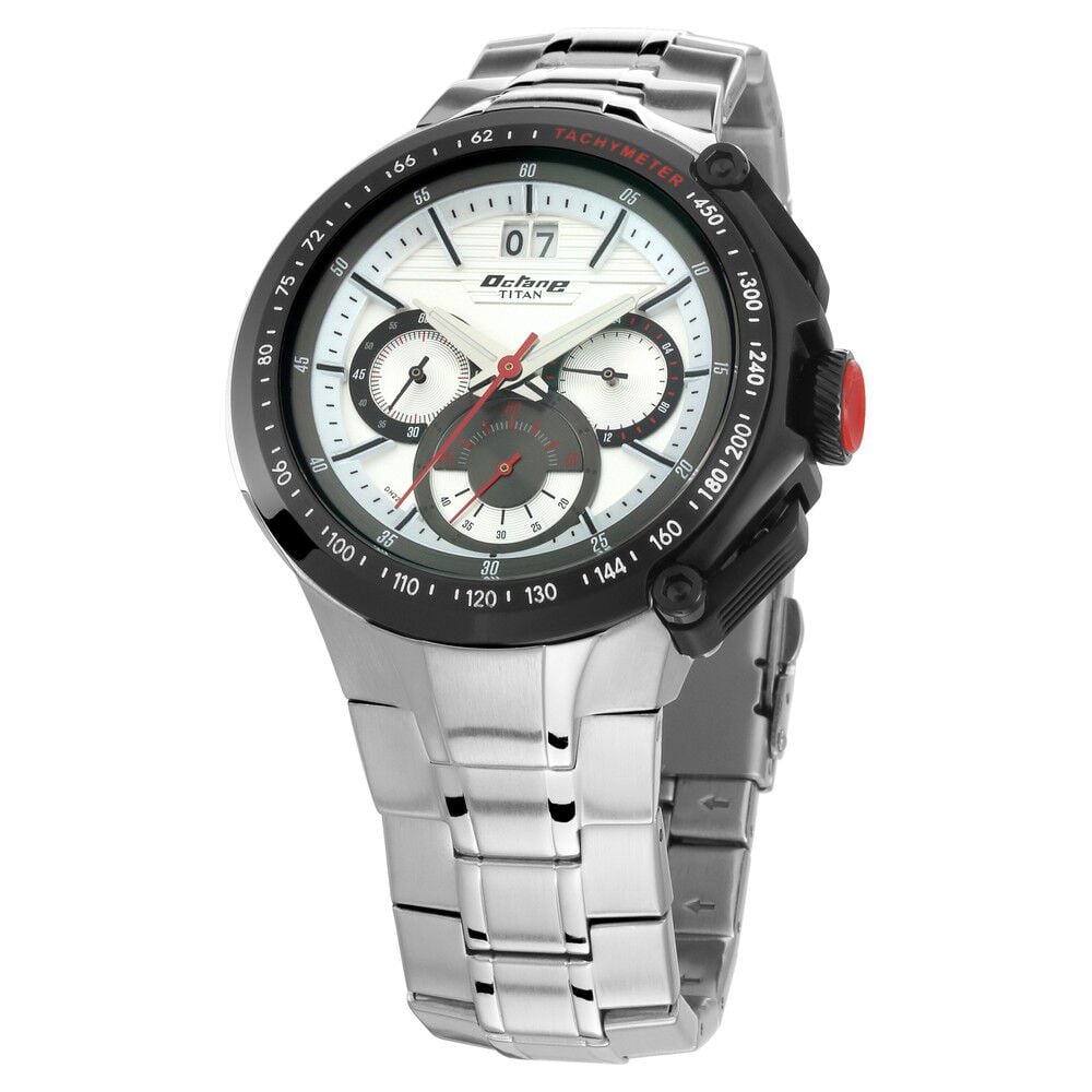 Titan Octane White Chrono Stainless Strap watch for Men