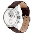 Tommy Hilfiger Quartz Multifunction White Dial Brown Leather Strap Watch For Men - image number 1