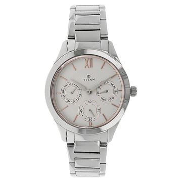 Titan Workwear White Dial Women Watch With Stainless Steel Strap
