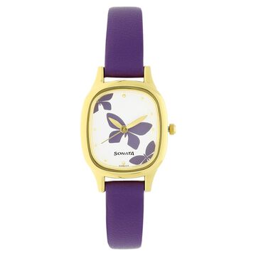 Sonata Quartz Analog White Dial Leather Strap Watch for Women
