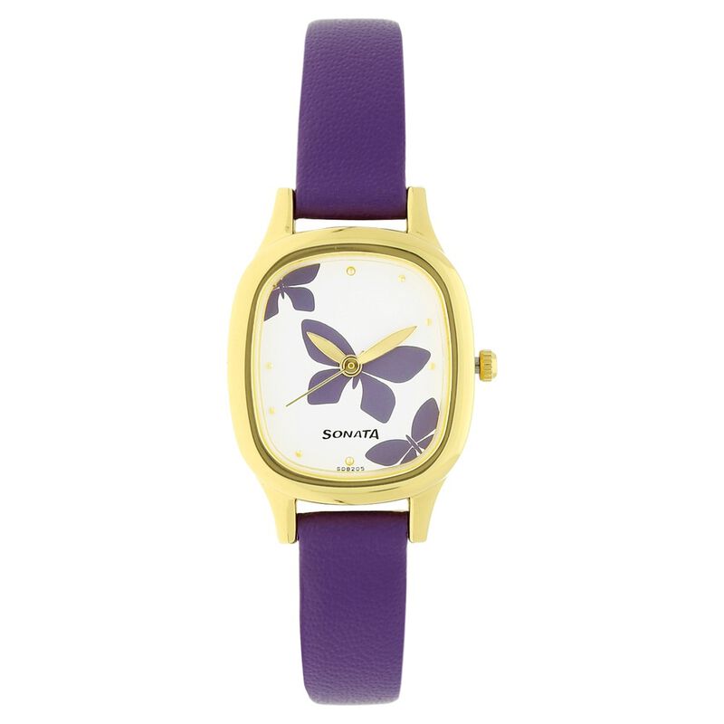 Sonata Quartz Analog White Dial Leather Strap Watch for Women