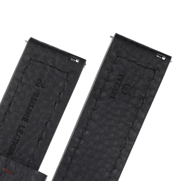 24 mm Black Genuine Leather Straps for Men - image number 4
