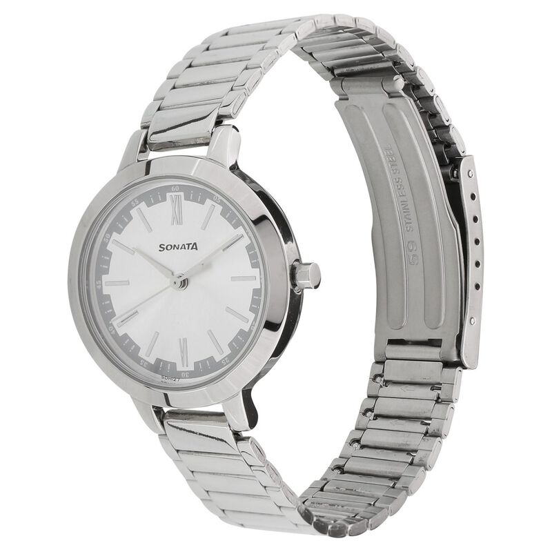 Sonata Steel Daisies Silver Dial Women Watch With Stainless Steel Strap - image number 1