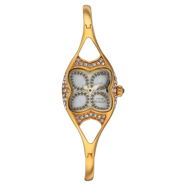 Titan Quartz Analog Mother of Pearl Dial Stainless Steel Strap Watch for Women - image number 0