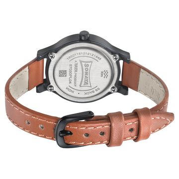 Sonata Essentials Black Dial Women Watch With Leather Strap