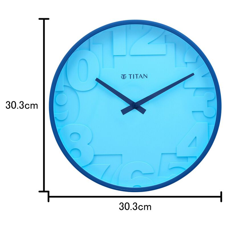 Titan Contemporary Blue Wall Clock with Overlayed numbers - 29.5 cm x 29.5 cm (Medium) - image number 5
