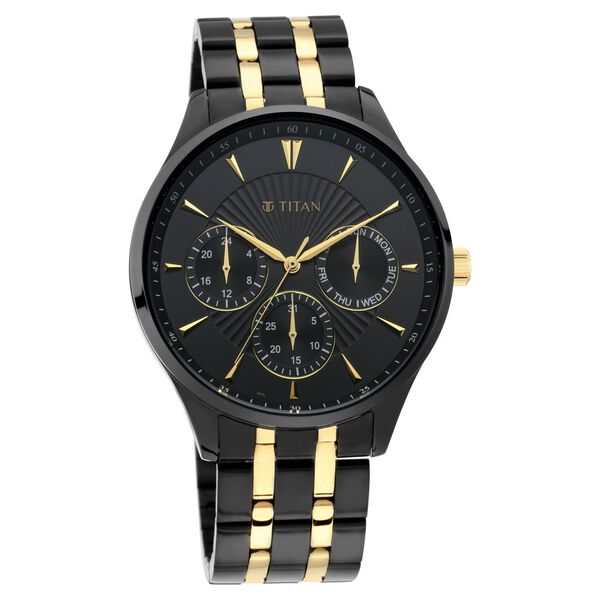 Titan Regalia Opulent Black Dial Multifunction Stainless Steel Strap watch for Men - image number 0