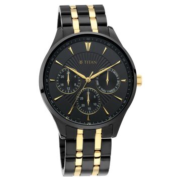 Titan Regalia Opulent Black Dial Quartz Multifunction Stainless Steel Strap watch for Men