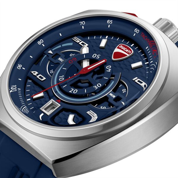 Ducati Quartz Chronograph Blue Dial Blue Silicone Strap Watch For Men - image number 3