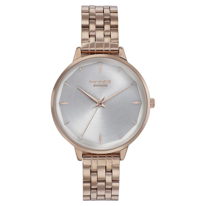 Poze by Sonata Quartz Analog Silver Dial Stainless Steel Strap Watch for Women