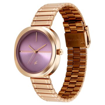 Fastrack 9 to Fine Analog with Purple Dial Metal Strap Watch for Girls