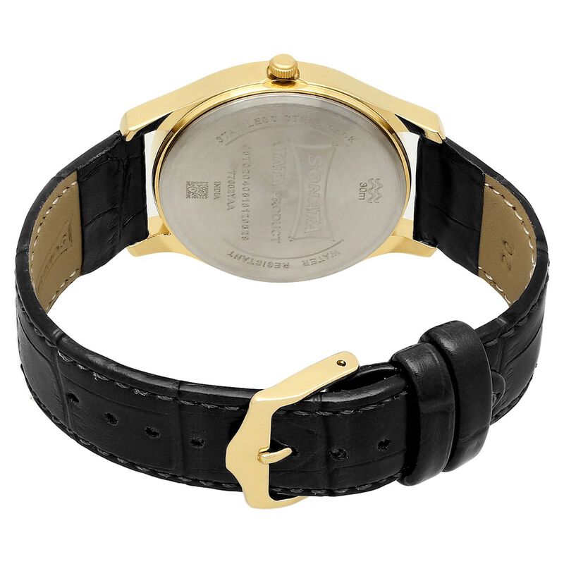 Sonata Quartz Analog White Dial Leather Strap Watch for Men - image number 4
