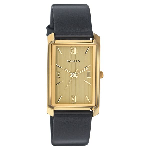 Sonata Quartz Analog Champagne Dial Strap Watch for Men - image number 0