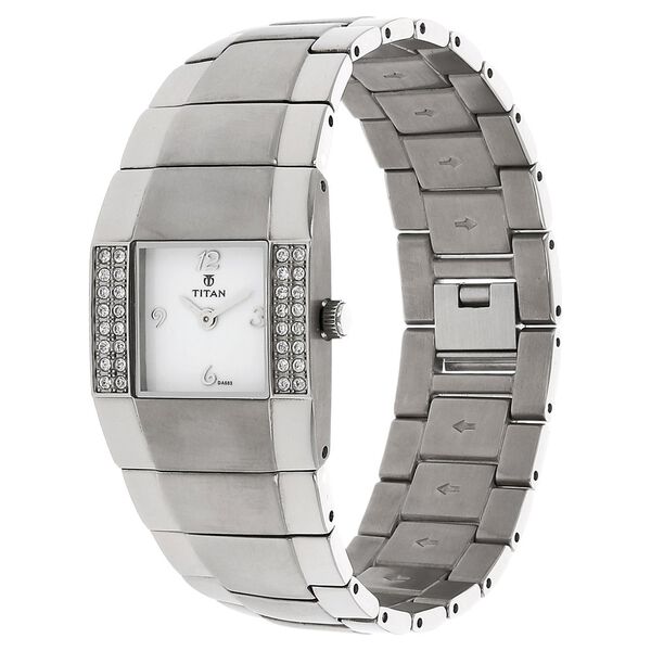 Titan Quartz Analog White Dial Stainless Steel Strap Watch for Women - image number 1