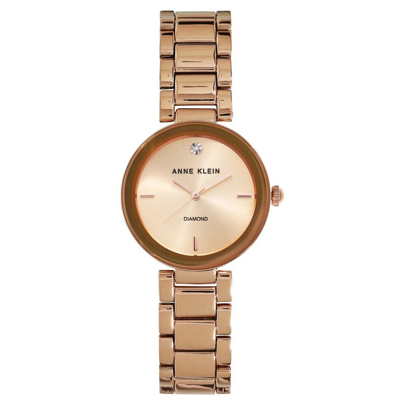 Anne Klein Quartz Analog Rose Gold Dial Ceramic Strap Watch for Women
