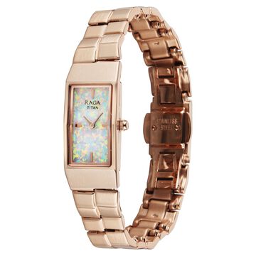 Titan Raga Opalesque Quartz Analog Multicoloured Dial Rose Gold Metal Strap Watch For Women