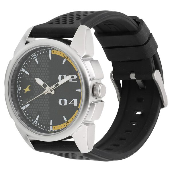 Fastrack Loopholes Quartz Analog Black Dial Silicone Strap Watch for Guys - image number 1
