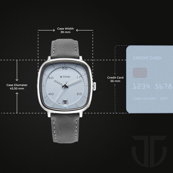 Titan Quartz Analog with Date Anthracite Dial Leather Strap Watch for Men - image number 2