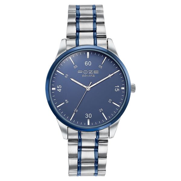 Sonata Poze Quartz Analog Blue Dial Stainless Steel Strap Watch For Men - image number 1