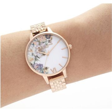 Olivia Burton Quartz Analog White Dial Stainless Steel Strap Watch for Women