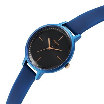 Sonata Splash Quartz Analog Black Dial Plastic Strap Watch for Women