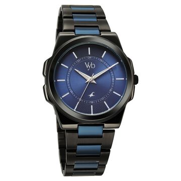 Vyb Nimbus By Fastrack Quartz Analog Blue Dial Two Toned Stainless Steel Strap Watch For Guys