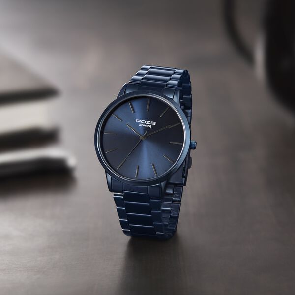 Sonata Poze Quartz Analog Blue Dial Blue Color Stainless Steel Strap Watch For Men - image number 0