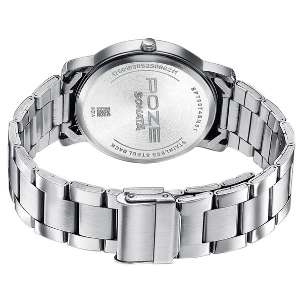 Sonata Poze Quartz Analog Champagne Dial Silver Colour Stainless Steel Strap Watch For Men - image number 6