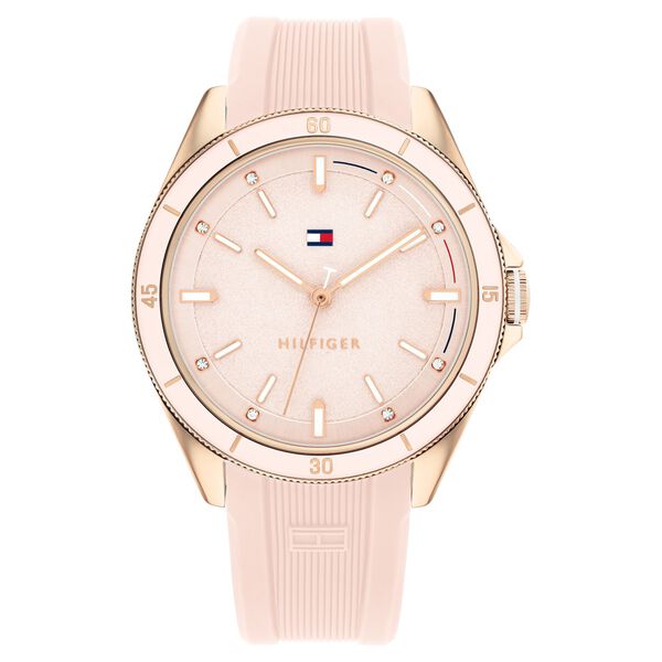 Tommy Hilfiger Quartz Analog Pink Dial Silicone Strap Watch for Women - image number 0