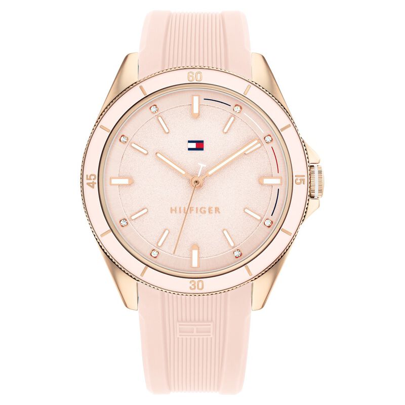Tommy Hilfiger Quartz Analog Pink Dial Silicone Strap Watch for Women