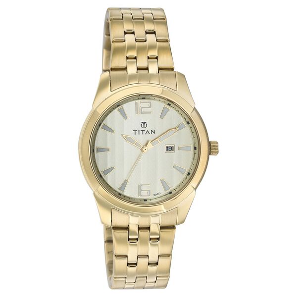 Titan Quartz Analog with Date Champagne Dial Watch for Men - image number 0