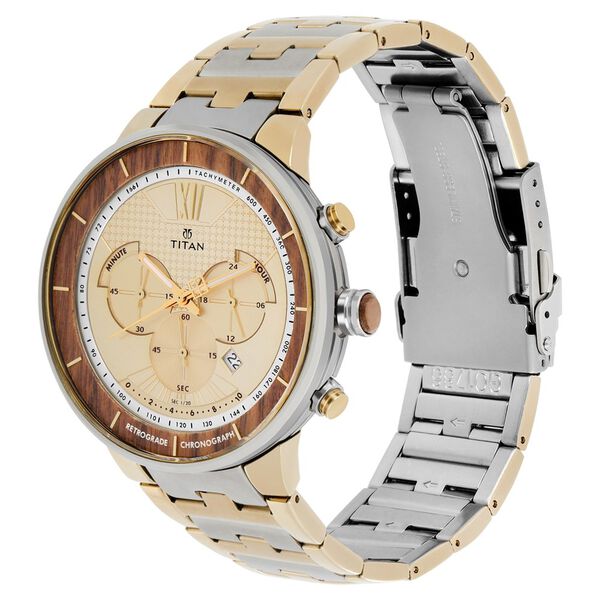 Titan Grandmaster Champagne Dial Chronograph Metal Strap Watch for Men - image number 2