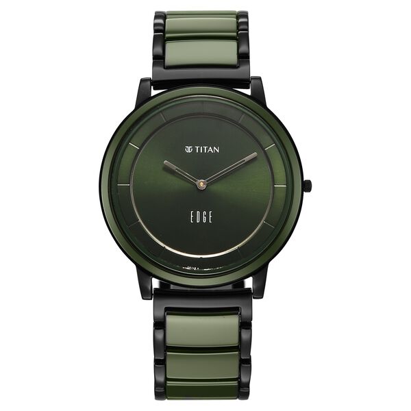 Titan Edge Melange Slim Steel & Ceramic Strap Green Dial Analog Watch For Men - image number 0