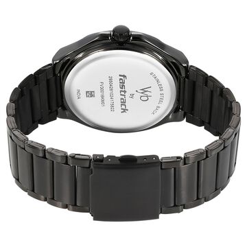 Vyb Orion By Fastrack Quartz Analog Black Dial Metal Strap Watch For Guys