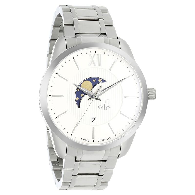 Xylys Quartz Analog Moonphase White Dial Stainless Steel Strap Watch for Men - image number 1