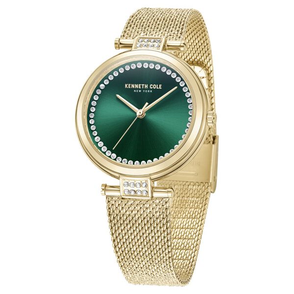 Kenneth Cole Quartz Analog Green Dial Golden Stainless Steel Strap Watch for Women - image number 1